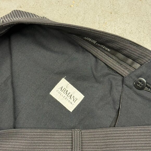 Giorgio Armani Dress Pants Micro-Stripe Stretch Viscose Trousers Black 34x28.5 - Picture 5 of 13